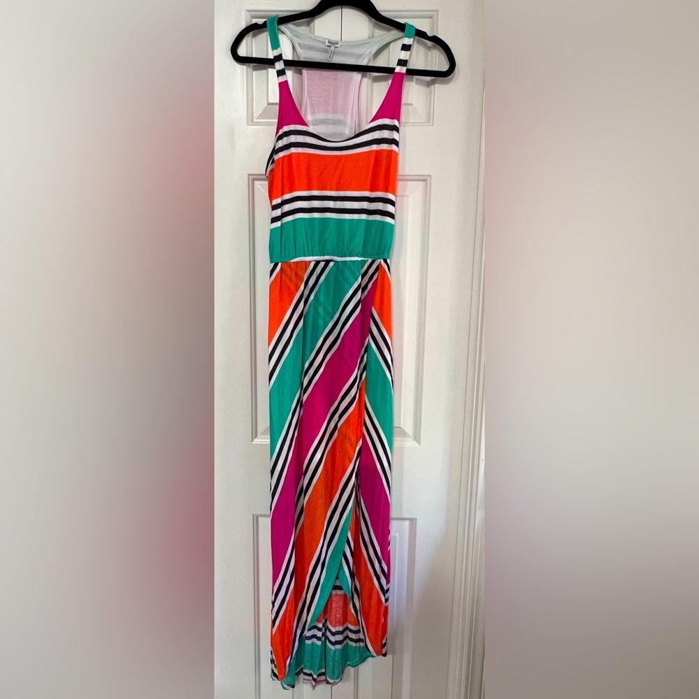 Splendid stripe faux wrap maxi dress